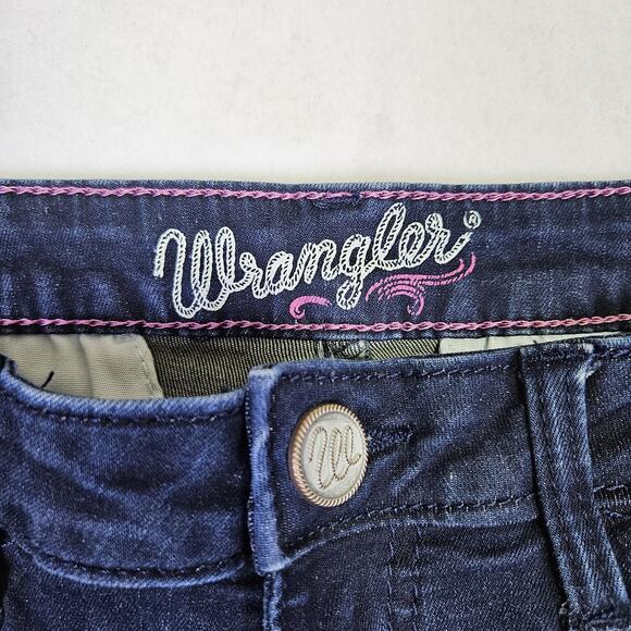 Wrangler Retro Mae Trouser Women 26x30 Stretch 09MWWAB Flared Dark Wash Jean 3/4 - Picture 10 of 16